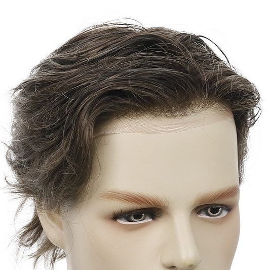 Mikey | Blonde Highlighted Hair System with Durable Mono Base | Natural Looking Hairline